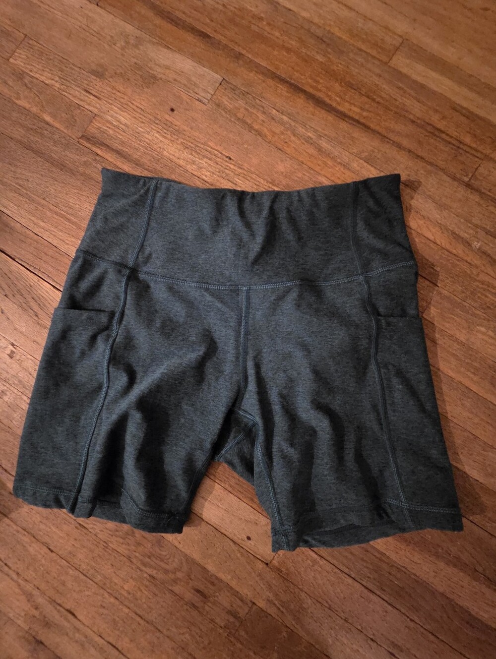 High-Waist Active Bike Shorts in Teal Heather